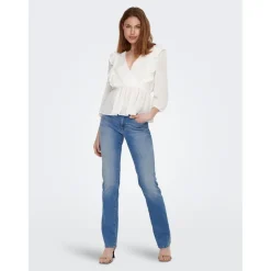 Jean coupe droite bleu en coton Noémie