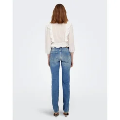 Jean coupe droite bleu en coton Noémie