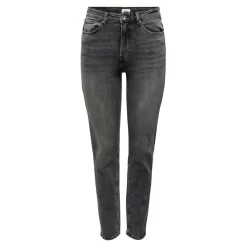 Jean coupe droite braguette zippée taille haute gris foncé en coton Sue