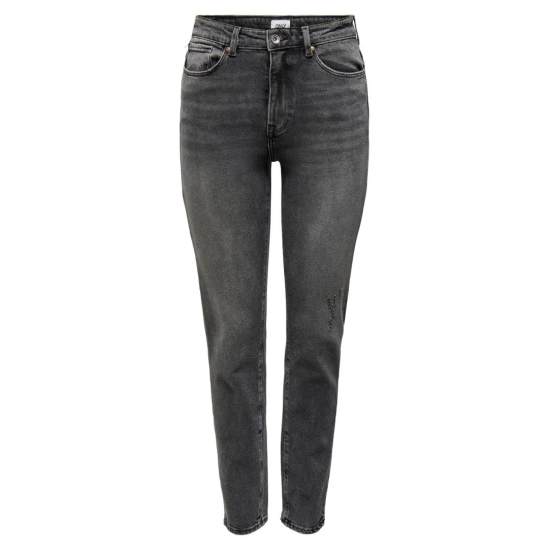 Jean coupe droite braguette zippée taille haute gris foncé en coton Sue