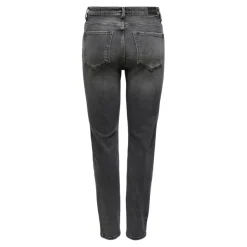 Jean coupe droite braguette zippée taille haute gris foncé en coton Sue
