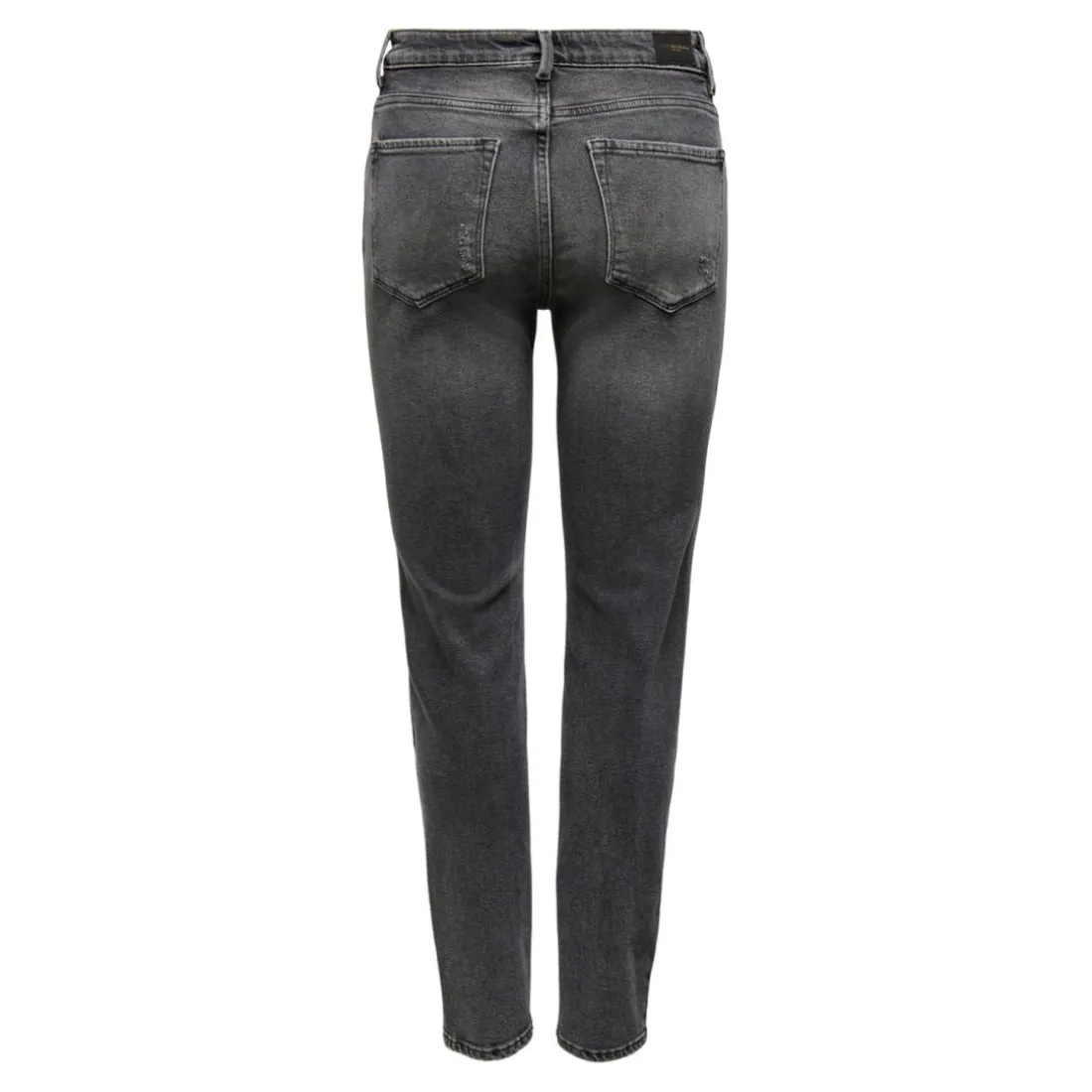 Jean coupe droite braguette zippée taille haute gris foncé en coton Sue