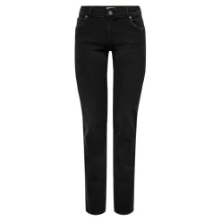 Jean coupe droite braguette zippée taille moyenne noir en coton Mila