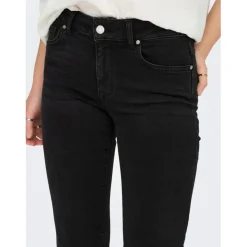 Jean coupe droite braguette zippée taille moyenne noir en coton Mila
