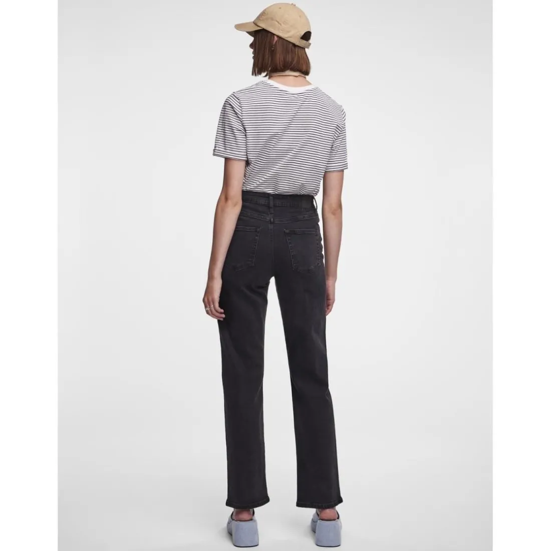Jean coupe droite braguette zippée noir en coton