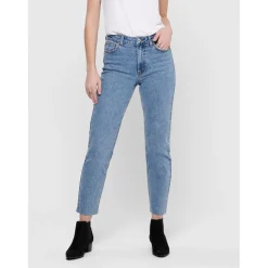 Jean coupe droite Court bleu en coton Liz