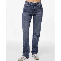 Jean coupe droite fermeture éclair bleu en coton