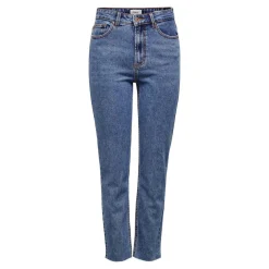 Jean coupe droite Longueur cheville raccourcie bleu en coton