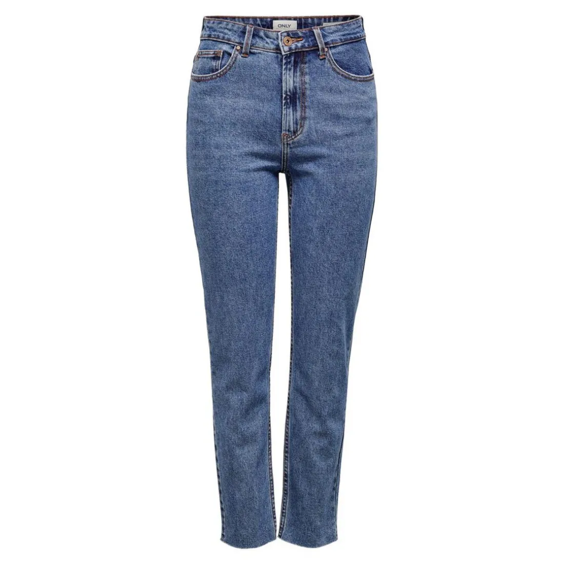Jean coupe droite Longueur cheville raccourcie bleu en coton