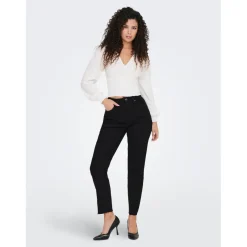 Jean coupe droite Longueur cheville noir en coton Anya