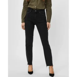 Jean coupe droite Straight Fit Taille haute Longueur cheville noir Ria