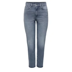 Jean coupe droite taille haute bleu en coton Queen