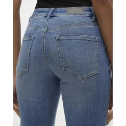 Jean coupe droite taille moyenne bleu moyen en coton
