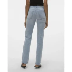 Jean coupe droite taille moyenne bleu clair en coton