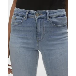 Jean coupe droite taille moyenne bleu clair en coton