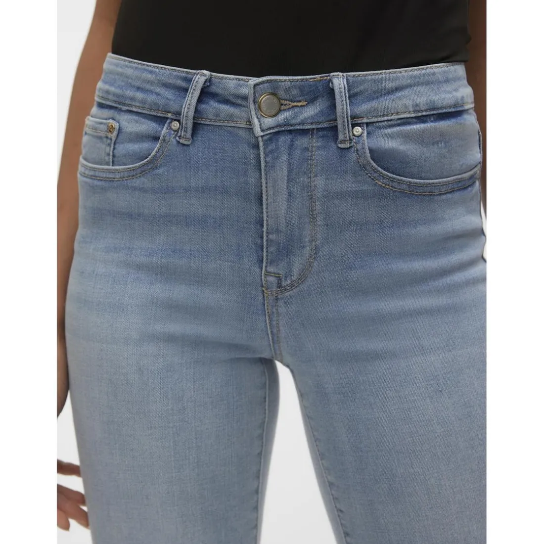 Jean coupe droite taille moyenne bleu clair en coton