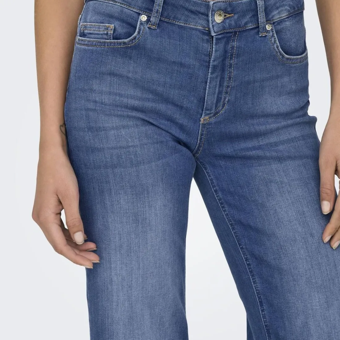 Jean droit Blush Mid Rea12187 bleu en coton Eve