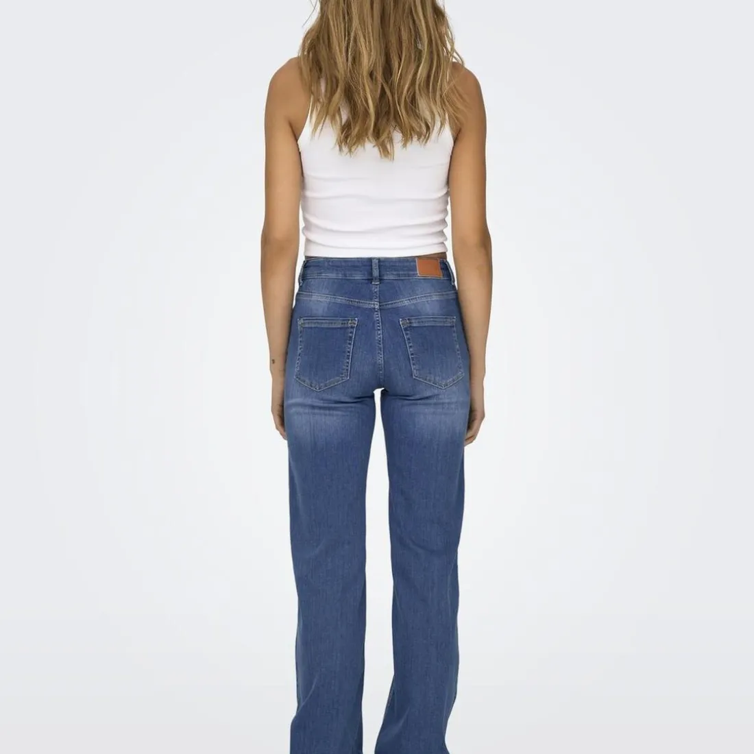 Jean droit Blush Mid Rea12187 bleu en coton Eve