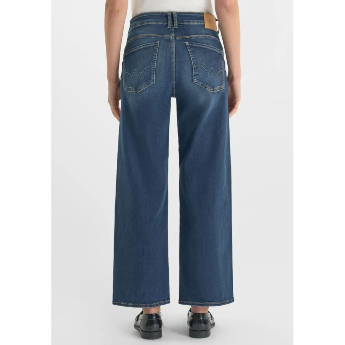 Jean droit femme bleu en coton Nora