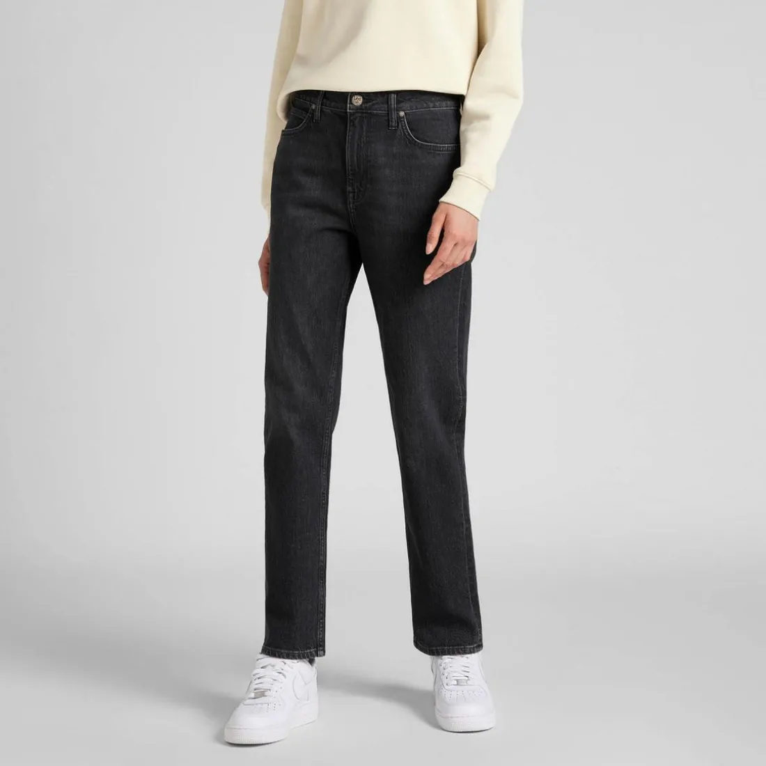 Jean droit femme en Coton CAROL noir