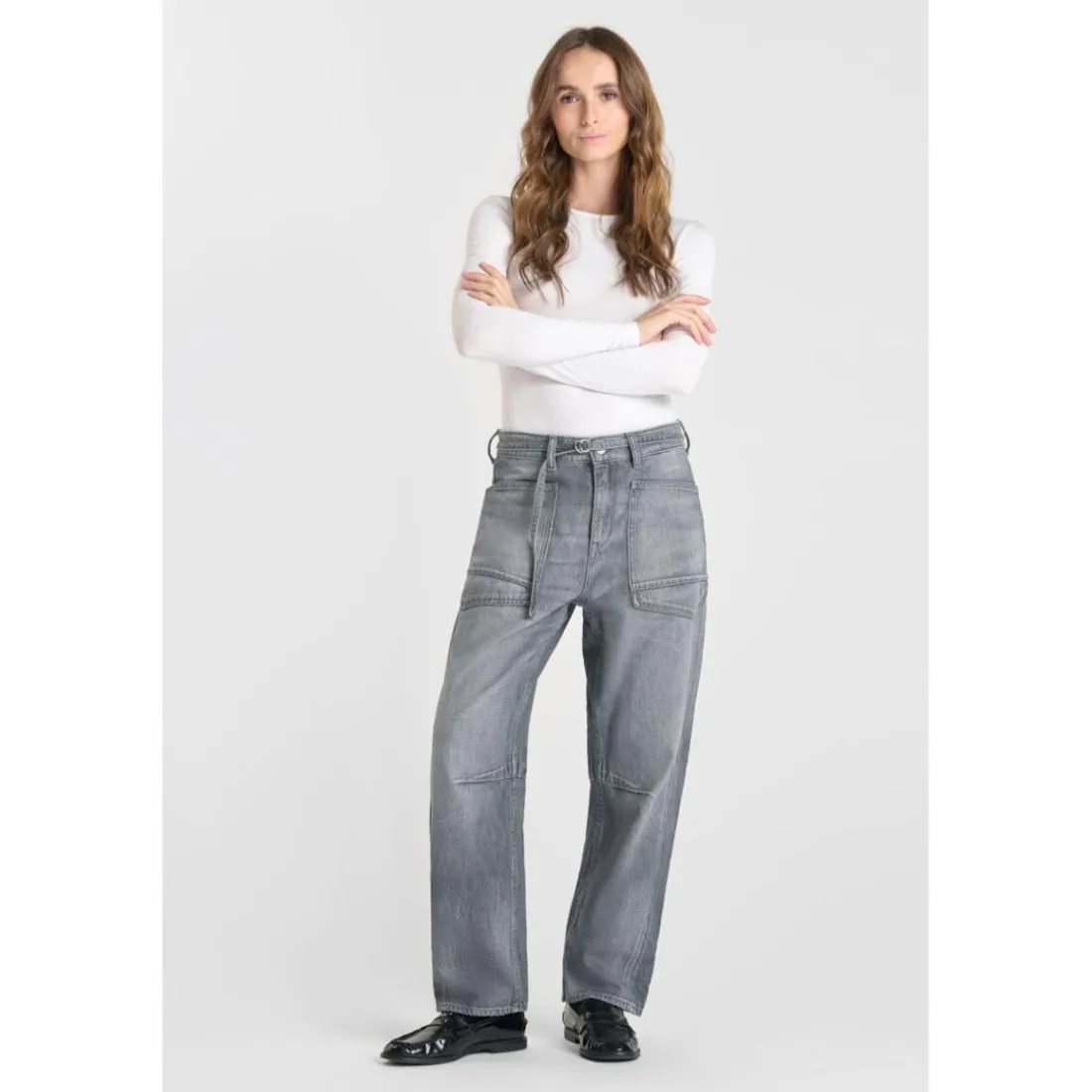 jean droit gris Zara