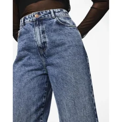 Jean droit taille haute en coton Selma bleu Amy