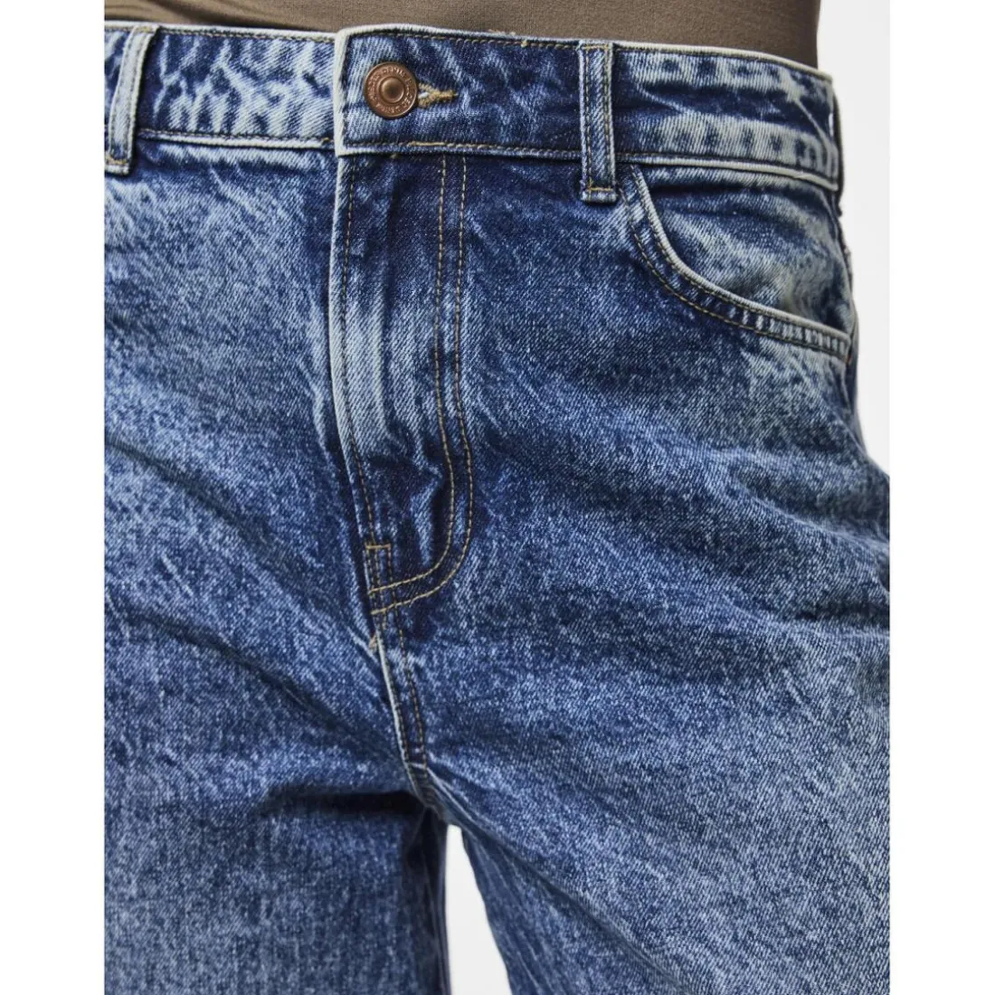 Jean droit taille haute en coton Selma bleu Amy