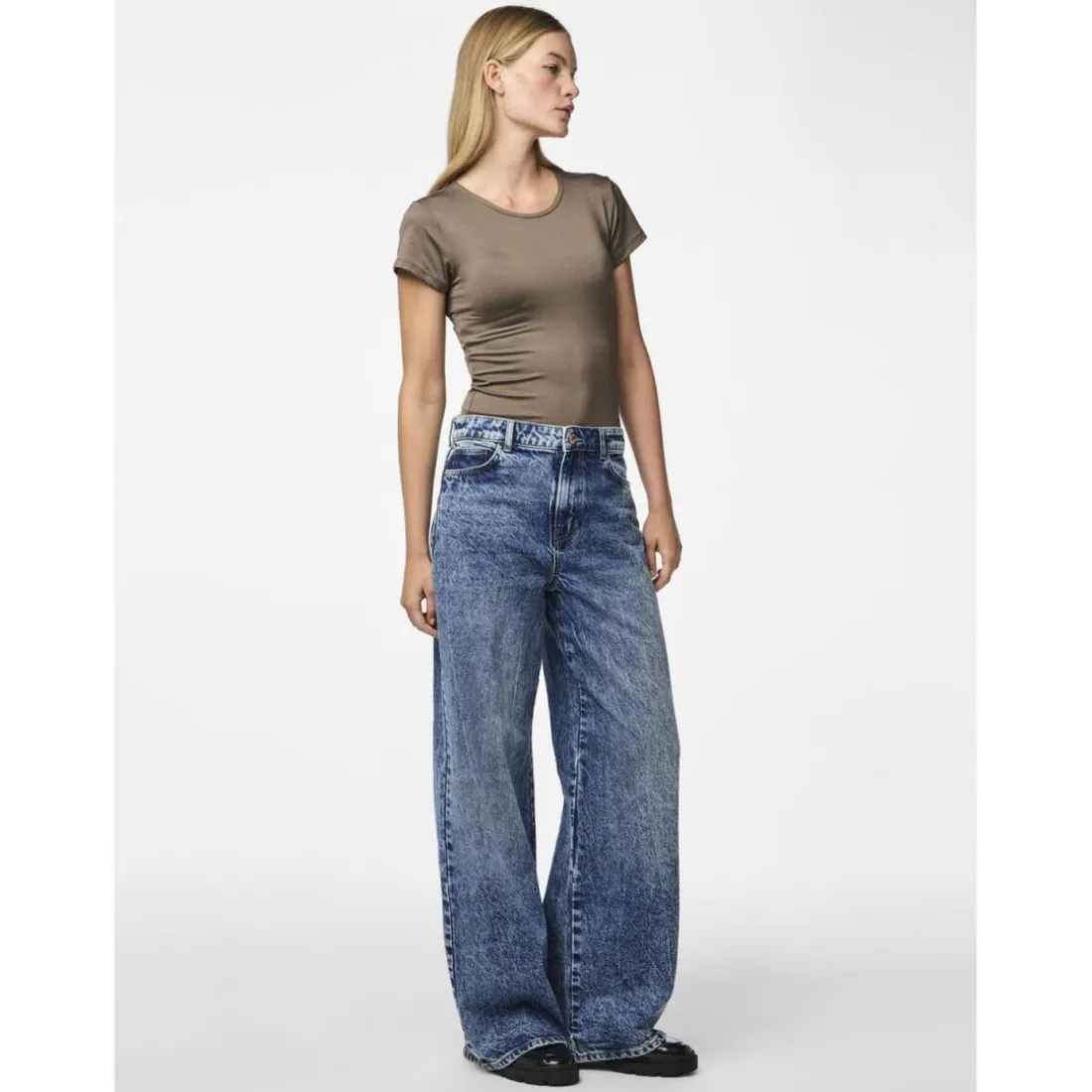 Jean droit taille haute en coton Selma bleu Amy