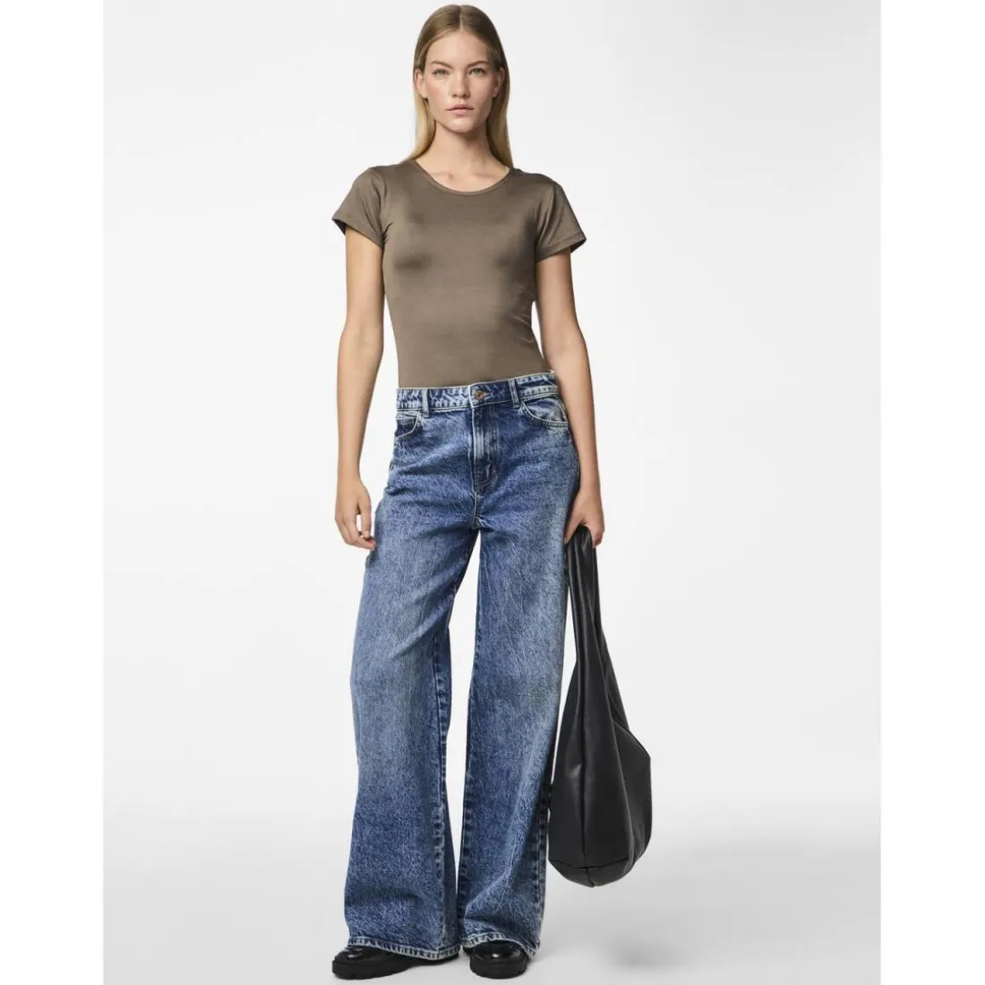 Jean droit taille haute en coton Selma bleu Amy