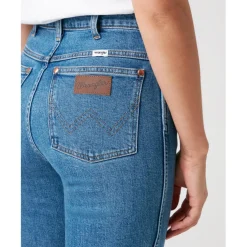 Jean femme droit Wild West Bleu Stone en coton