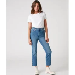 Jean femme droit Wild West Bleu Stone en coton