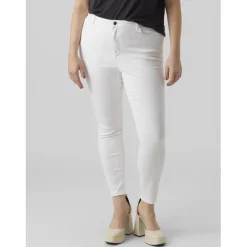 Jean fermeture à bouton et fermeture éclair cachée taille haute blanc en coton Maya