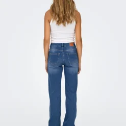 Jean Fit taille moyenne ONLBLUSH -Bleu bleu denim en coton Ora