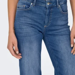 Jean Fit taille moyenne ONLBLUSH -Bleu bleu denim en coton Ora
