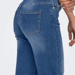 Jean Fit taille moyenne ONLBLUSH -Bleu bleu denim en coton Ora