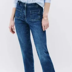 Jean flare bleu en coton