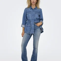 Jean flare Blush Mid bleu en coton Léna