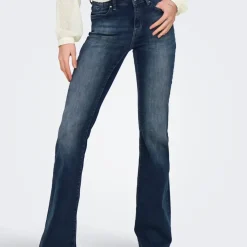 Jean flare Blush noir en coton Hana