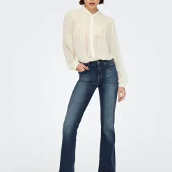 Jean flare Blush noir en coton Hana