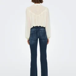 Jean flare Blush noir en coton Hana