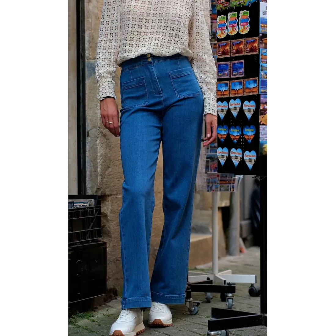 Jean flare Lison - Bleu en coton