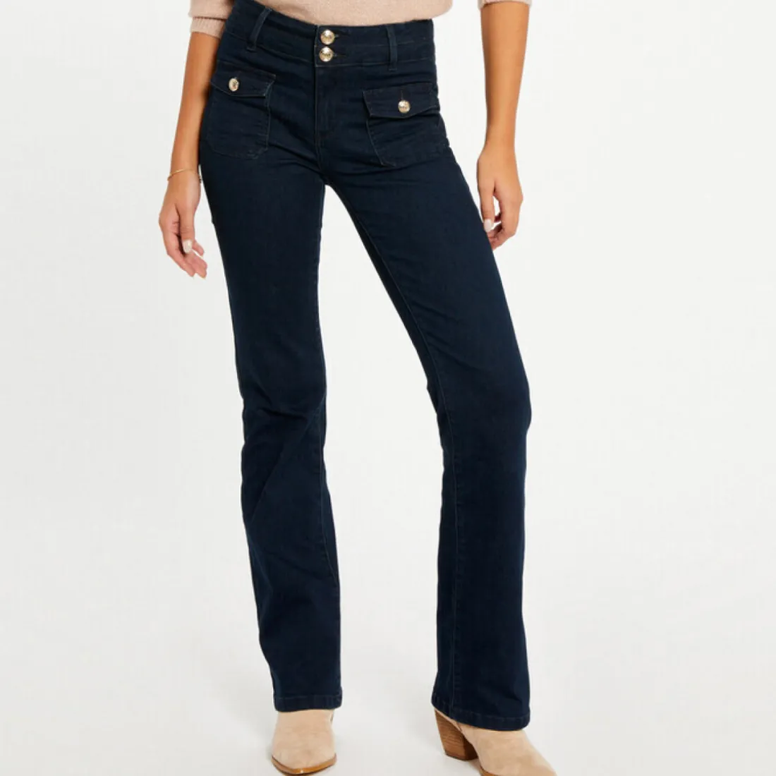 Jean flare Morgan bleu denim en coton
