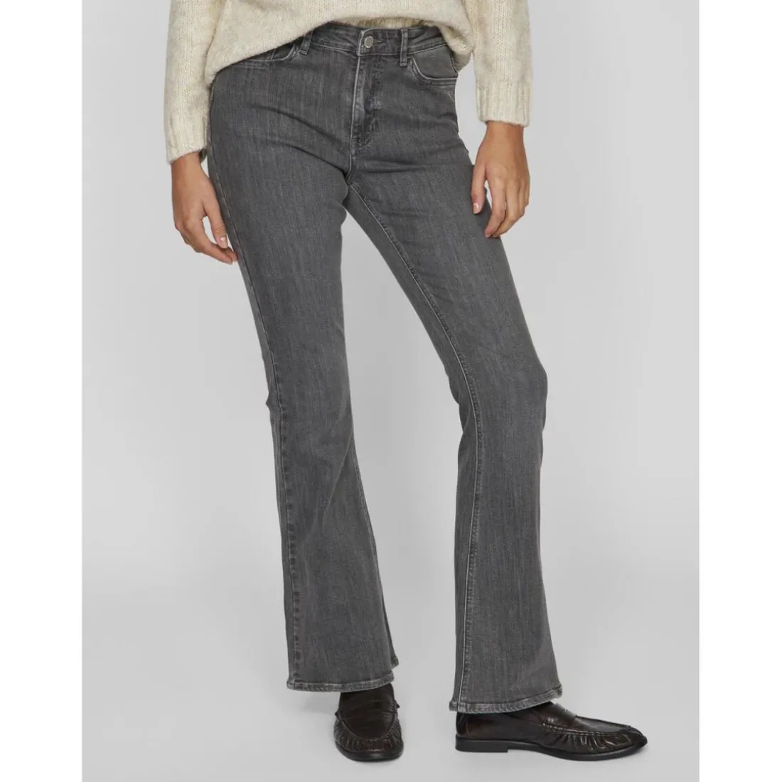 Jean flare Osc01 Betty gris en coton Skye