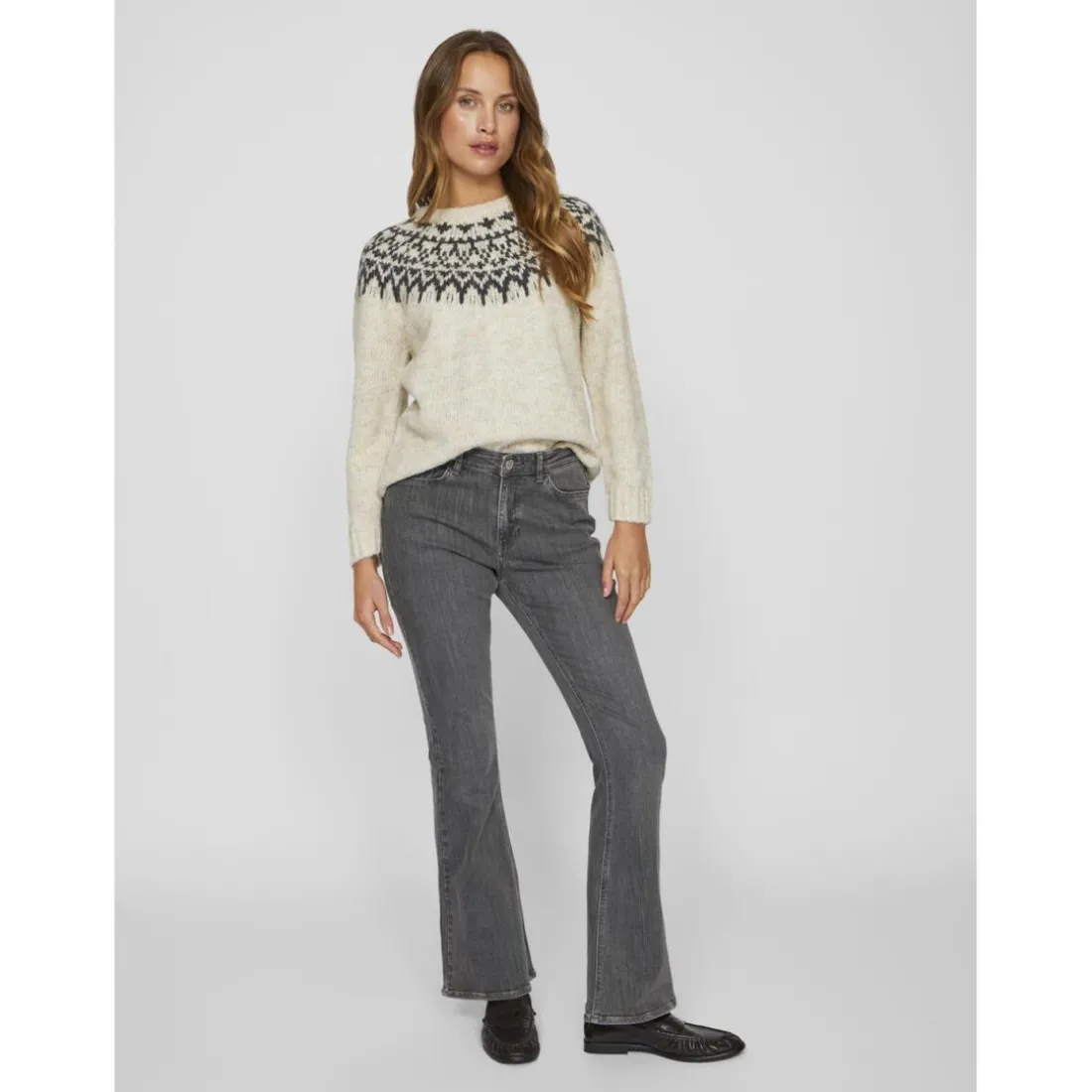 Jean flare Osc01 Betty gris en coton Skye