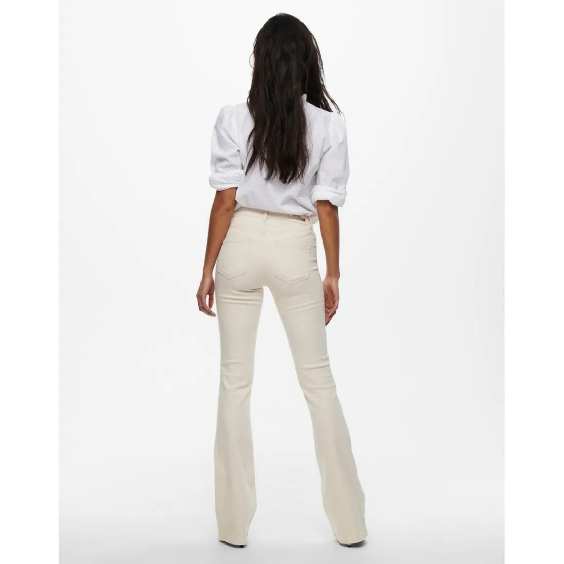 Jean flared beige en coton
