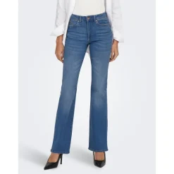 Jean flared bleu en coton Tia