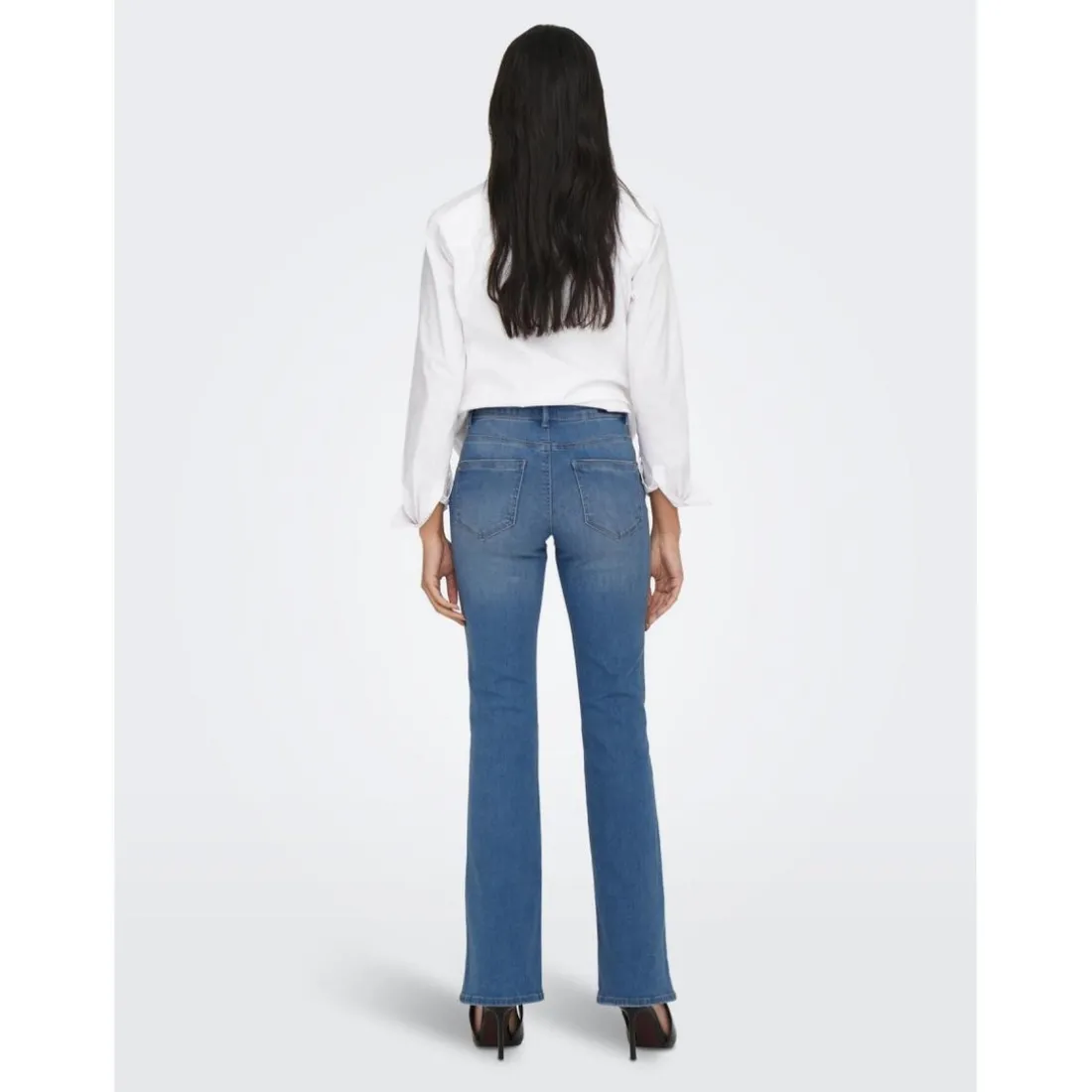 Jean flared bleu en coton Tia