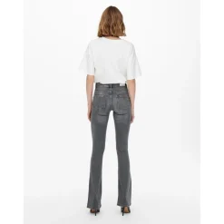 Jean flared Longueur cheville gris en coton