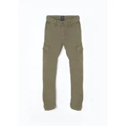 Jean garçon, tapered, longueur 34 kaki Jake en coton