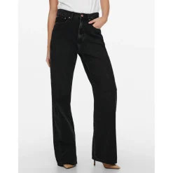 Jean large noir en coton Lucy